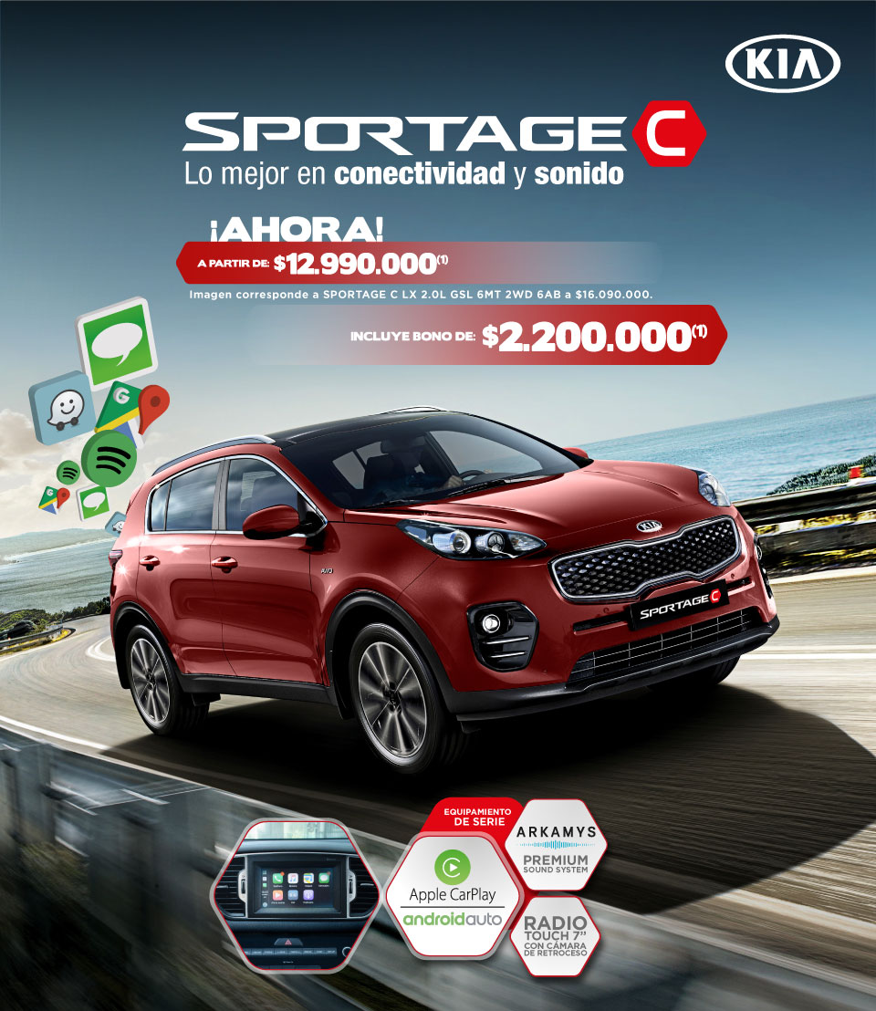 Sportage C Lo mejor en conectividad y sonido ahora a partir de $12.990.000